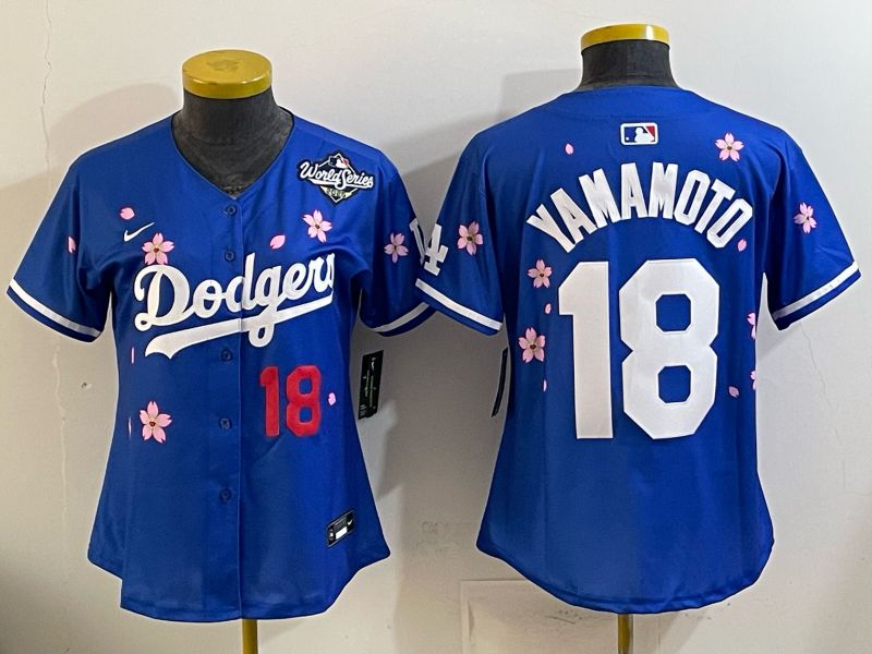 Youth Nike 2026 Los Angeles Dodgers #18 Yamamoto Blue Sakura Edition Game MLB Jersey 012->youth mlb jersey->Youth Jersey